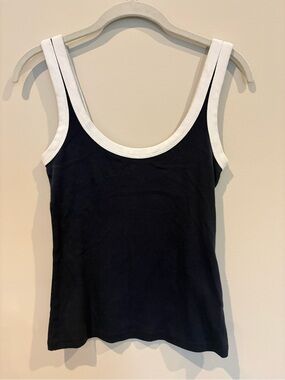 Abercrombie Women's Navy Tank Top with White Trim